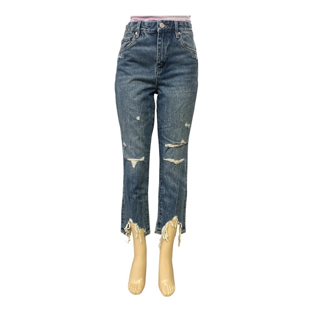 NWT Blank NYC High Rise Madison Cropped Distressed Jeans in Blue Size 28